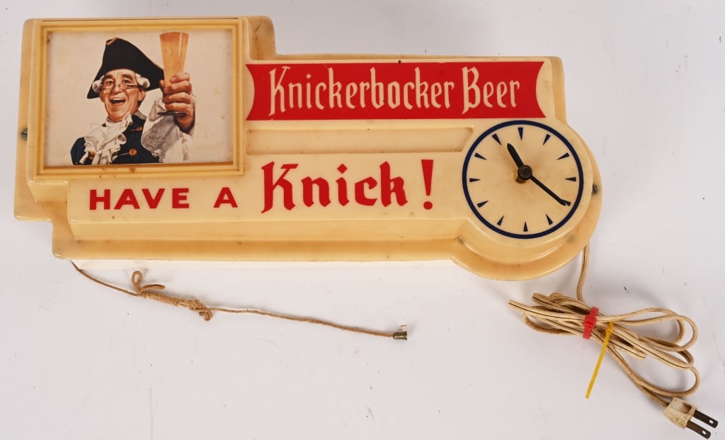 KNICKERBOCKER BEER LIGHTUP CLOCK & SHIP SIGN - 4