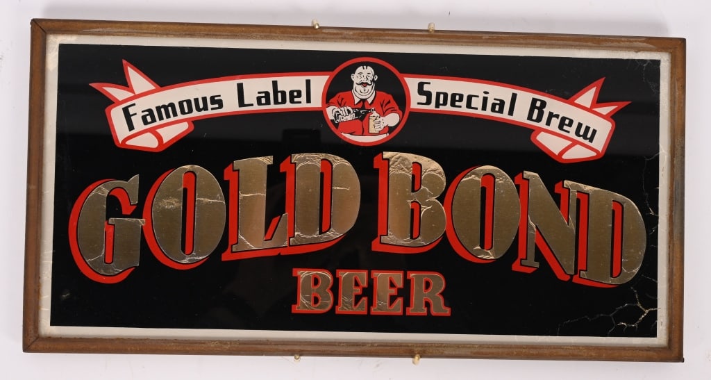 GOLD BOND BEER REVERSE PAINTED GLASS SIGN (1 of 4)