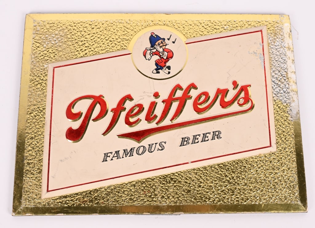 PFEIFFER'S BEER FOIL MASONITE SIGN (1 of 2)