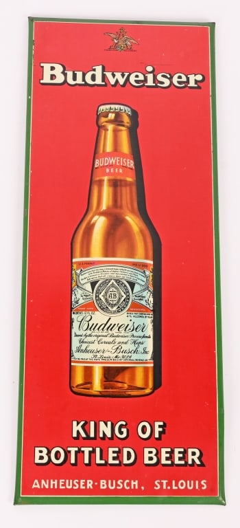 BUDWEISER EMBOSSED TIN OVER CARDBOARD SIGN (1 of 8)