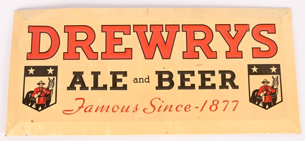 DREWRY'S ALE & BEER EMBOSSED TIN SIGN (1 of 4)