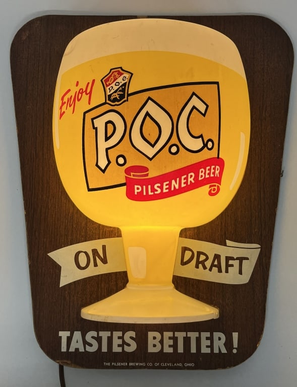 POC PILSNER BEER ON DRAFT LIGHTUP SIGN (1 of 2)