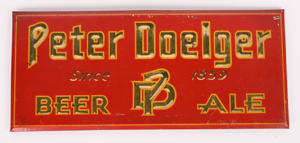 PETER DOELGER BEER & ALE EMBOSSED TIN SIGN (1 of 4)
