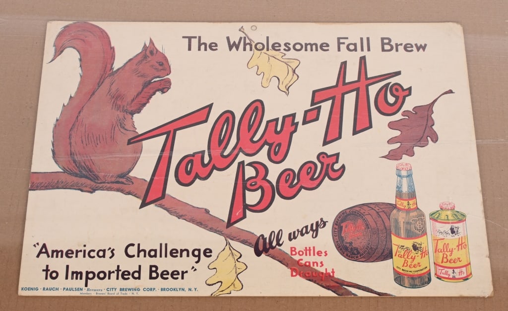 TALLY HO BEER CARDBOARD SIGN (1 of 3)