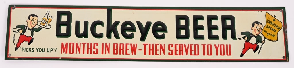 BUCKEYE BEER EMBOSSED TIN SIGN (1 of 4)