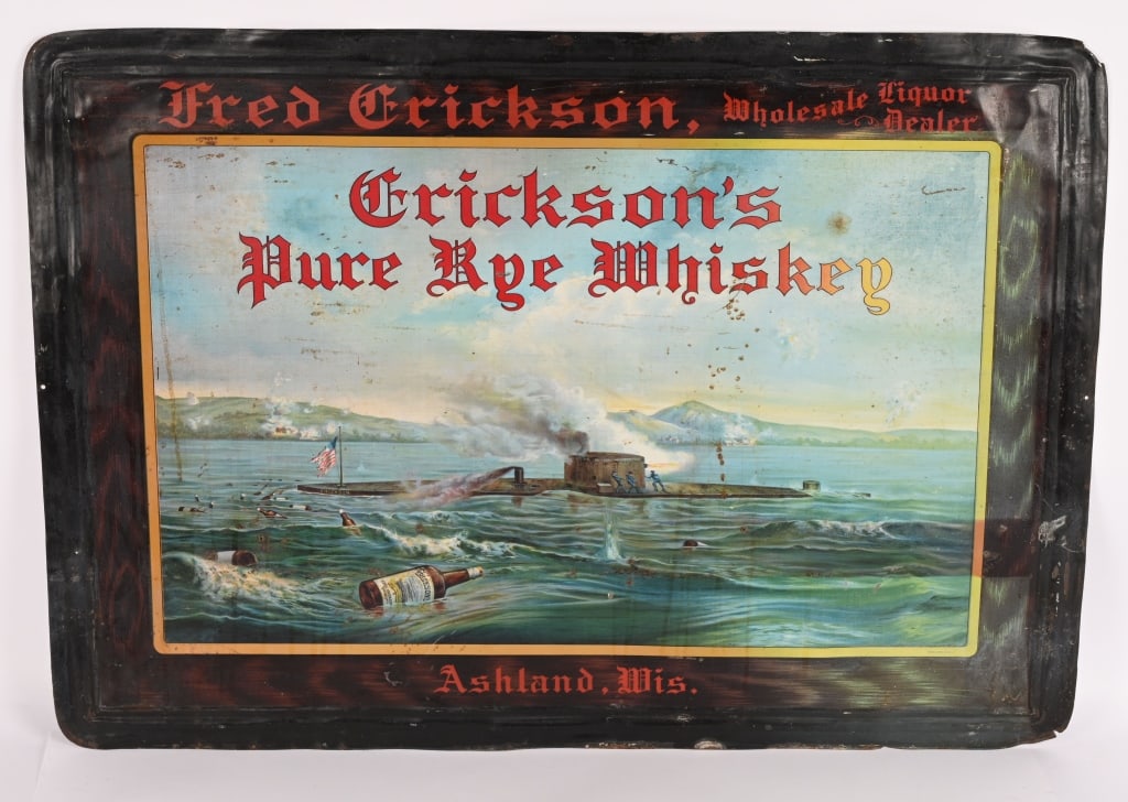 ERICKSON'S PURE RYE WHISKEY TIN SIGN (1 of 7)
