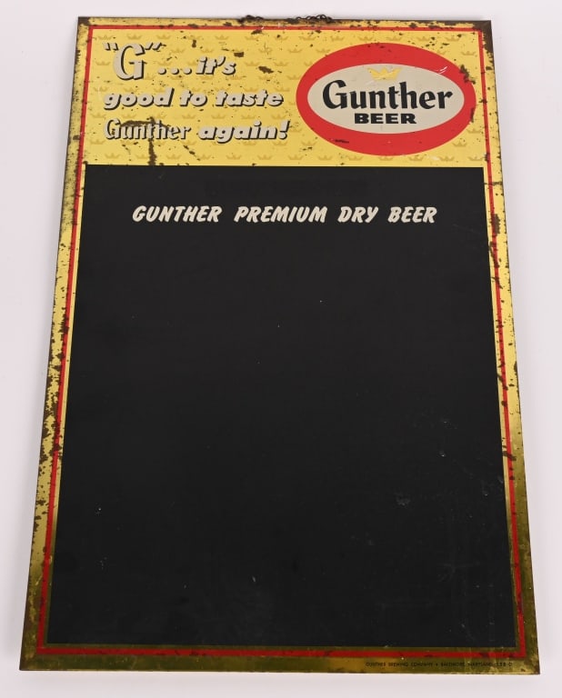 GUNTHER BEER TIN CHALKBOARD SIGN (1 of 3)