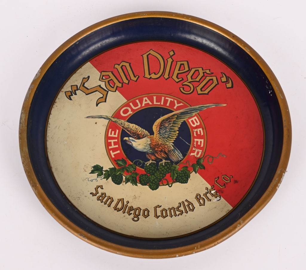 SAN DIEGO BEER ADVERTISING TRAY: San Diego Beer Advertising Tray. All original with nice colors. Brewed in San Diego, Ca. 13" Excellent