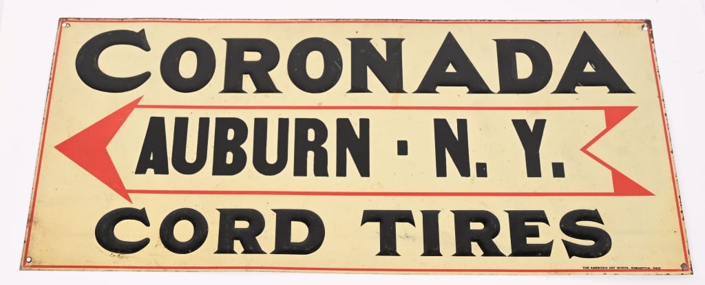 CORONADA CORD TIRES EMBOSSED TIN SIGN (1 of 3)