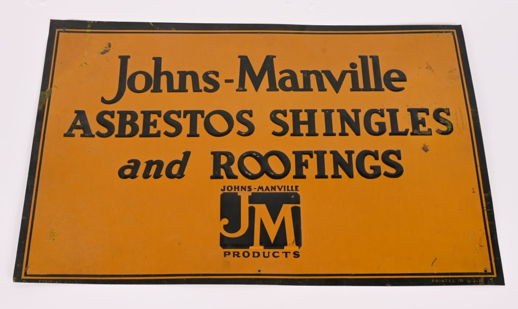 JOHNS-MANVILLE ASBESTOS SHINGLES TIN SIGN (1 of 4)