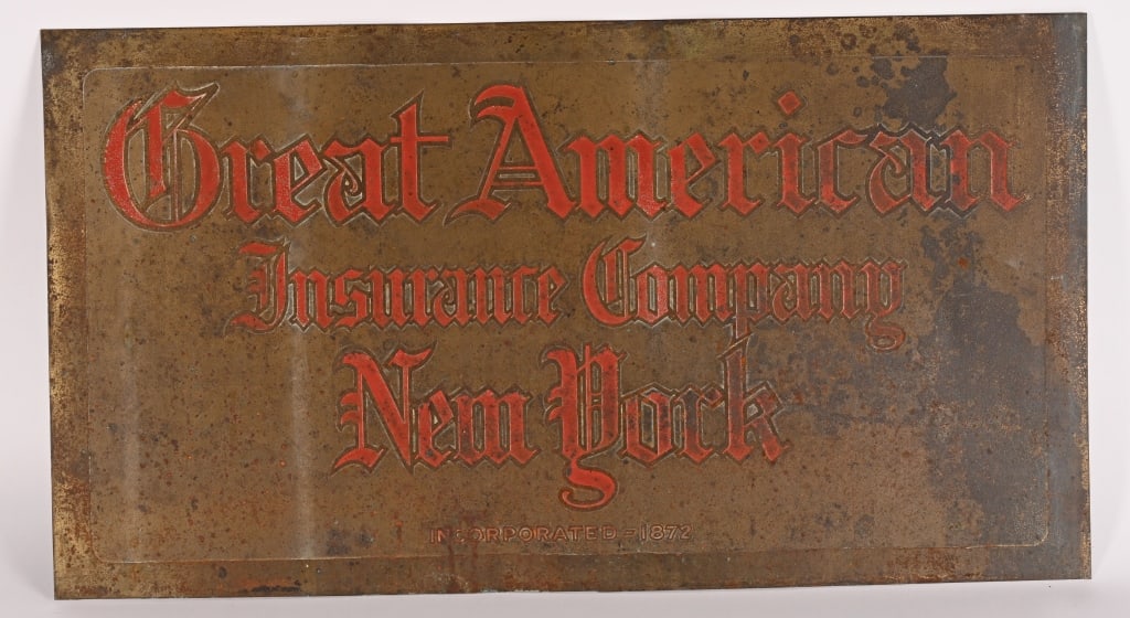 GREAT AMERICAN INSURANCE CO NEW YORK TIN SIGN (1 of 4)