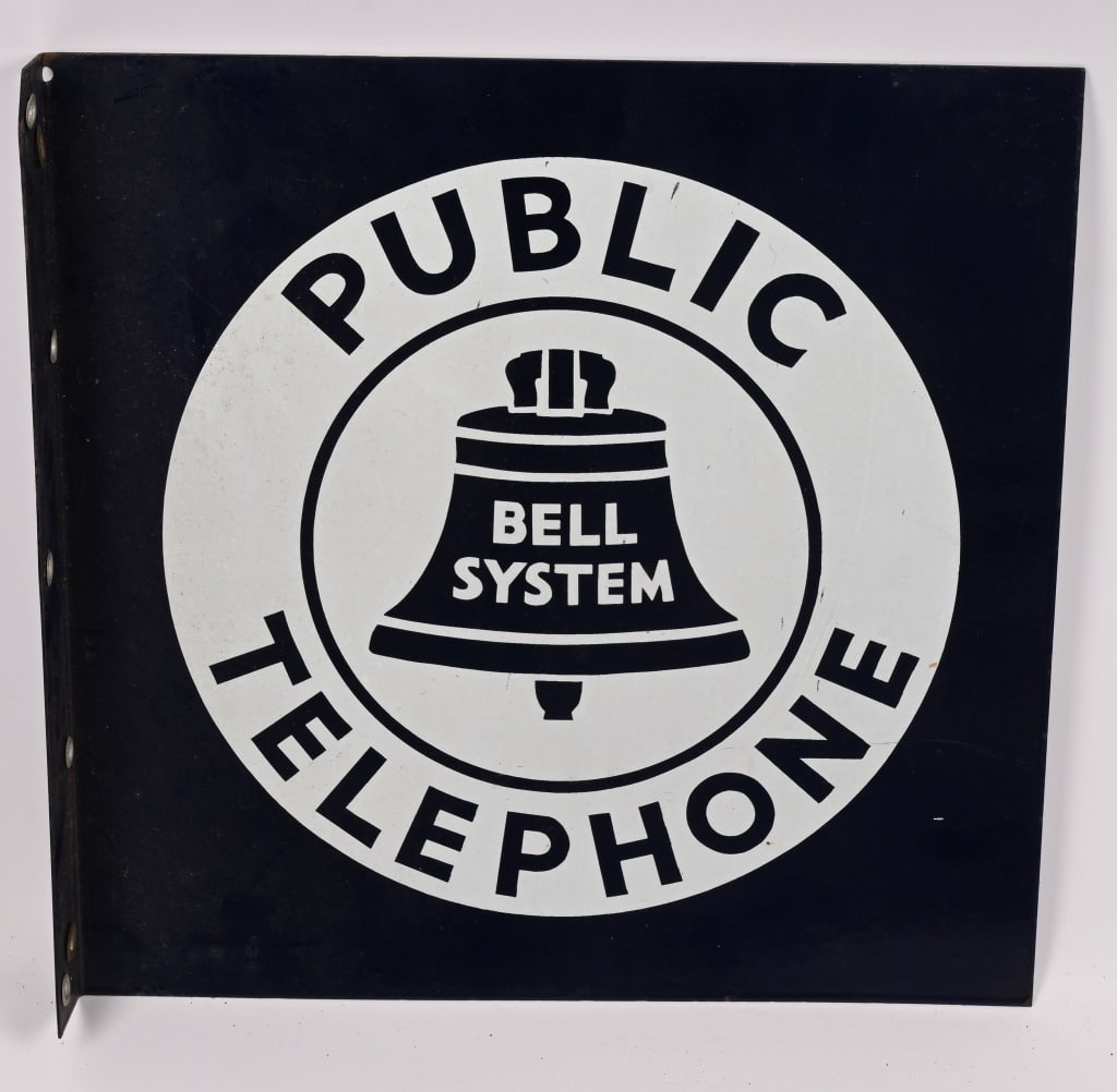 BELL SYSTEM PUBLIC TELEPHONE FLANGE SIGN (1 of 3)