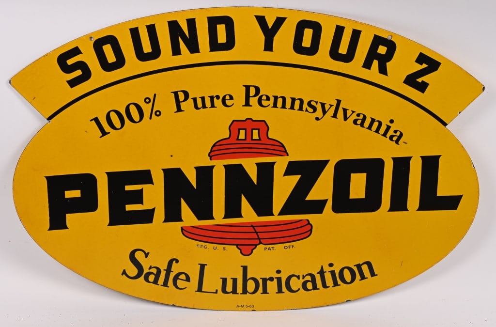 PENNZOIL SOUND YOUR Z PORCELAIN DOUBLE SIDED SIGN (1 of 6)