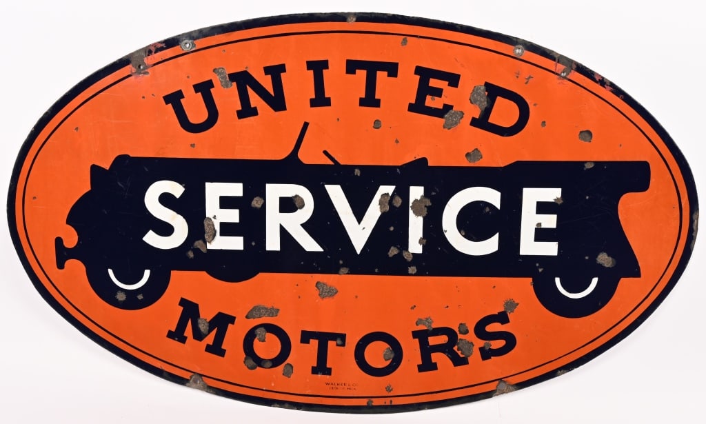 UNITED MOTORS SERVICE DOUBLE SIDED PORCELAIN SIGN (1 of 6)