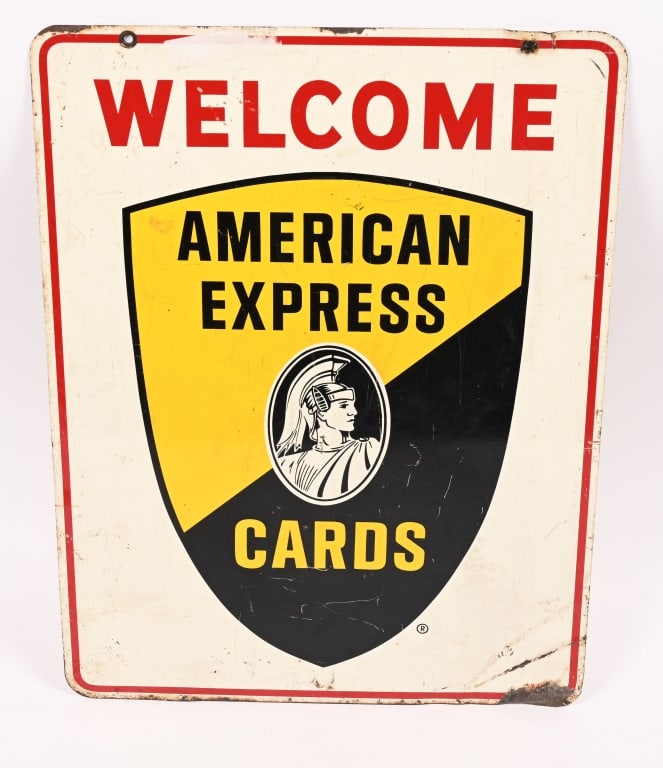 WELCOME AMERICAN EXPRESS CARDS DST TIN SIGN (1 of 2)