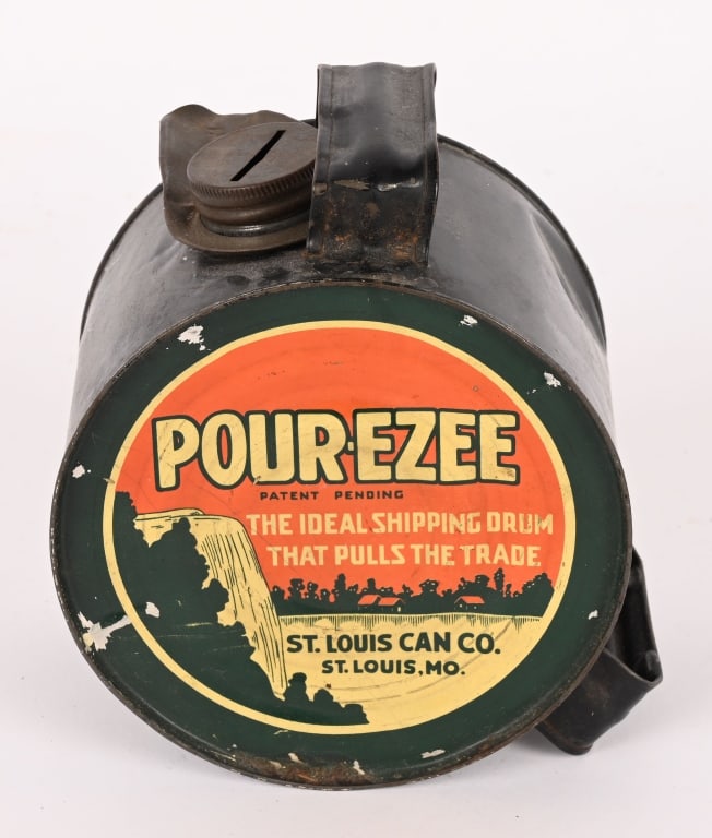 POUR-EZEE ROCKER OIL CAN SALESMAN SAMPLE BANK (1 of 5)