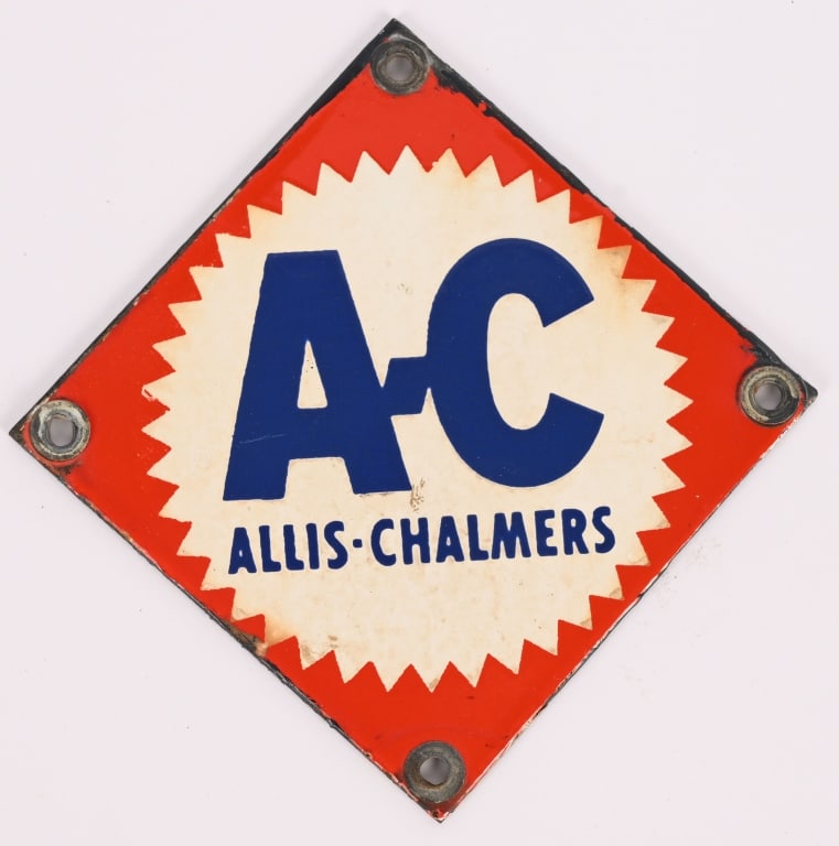 A-C ALLIS-CHALMERS SSP PORCLEAIN SQUARE SIGN (1 of 2)