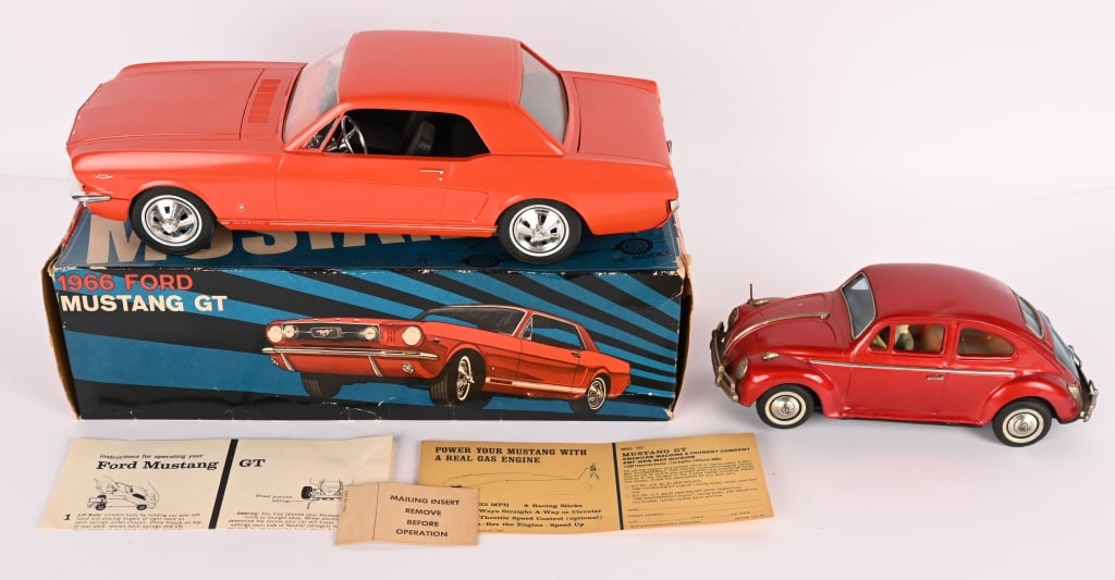 AMF 1966 FORD MUSTANG GT & BATTERY OP VW BUG: AMF 1966 Ford Mustang GT. All original in great condition. Boxed 16" and Japan battery operated Volkswagen Bug 10" Excellent