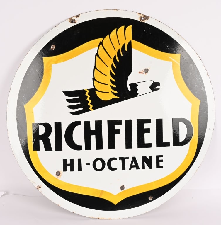 30" RICHFIELD HI-OCTANE DS PORCELAIN SIGN (1 of 4)