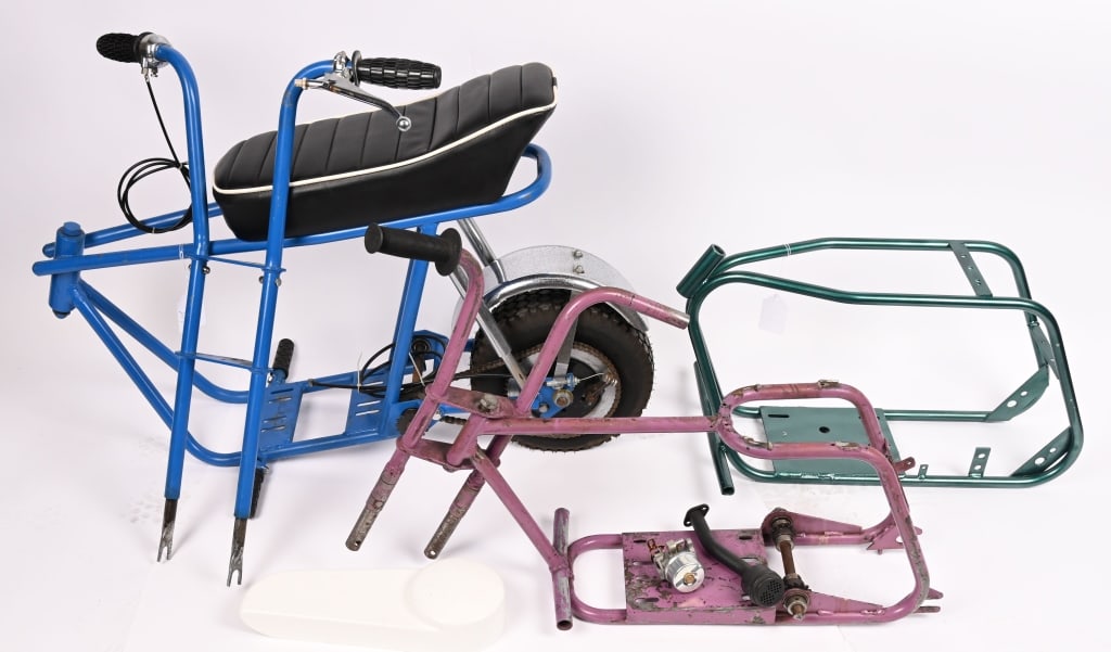 3- VINTAGE MINI BIKE FRAMES: Lot of vintage Mini Bike Frames. AS-IS This is not a standard shippable item and will require 3rd party shipping or pickup arrangements to be made.