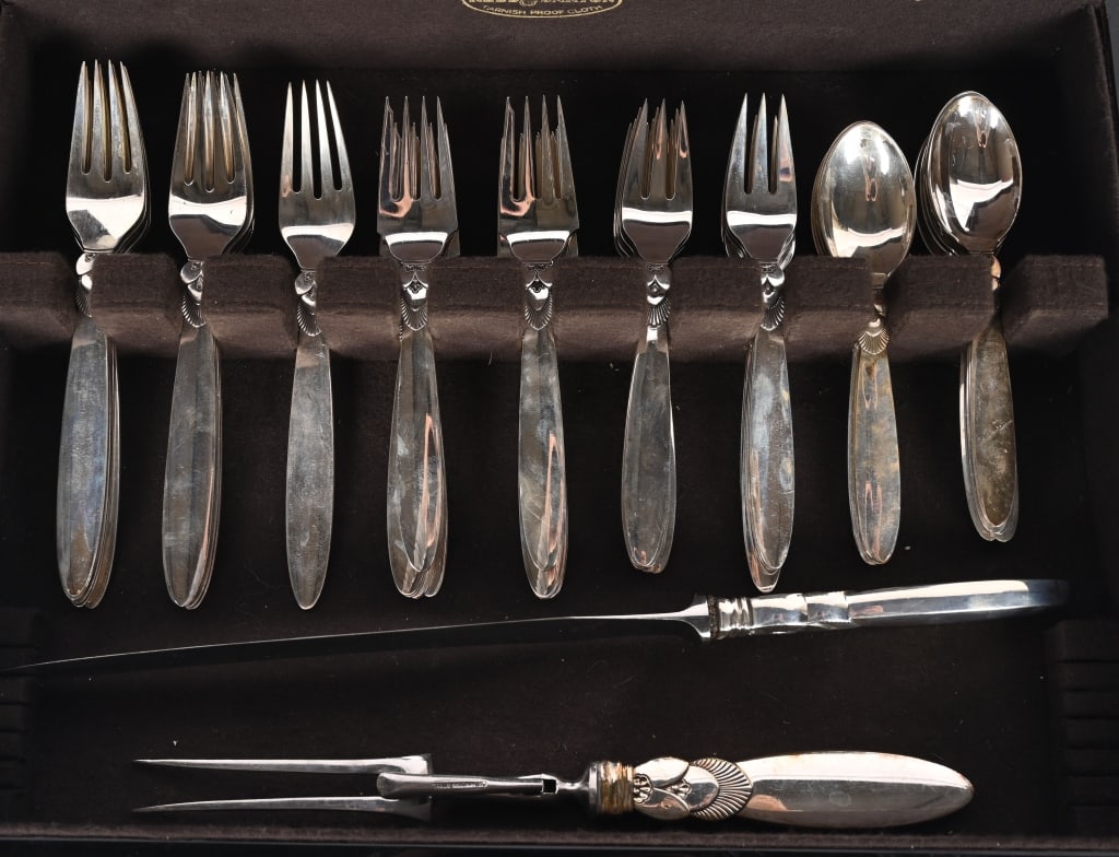 GEORG JENSEN STERLING SILVER FLATWARE SERVICE - 2