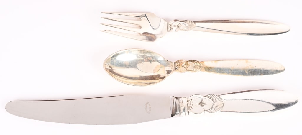 GEORG JENSEN STERLING SILVER FLATWARE SERVICE - 4