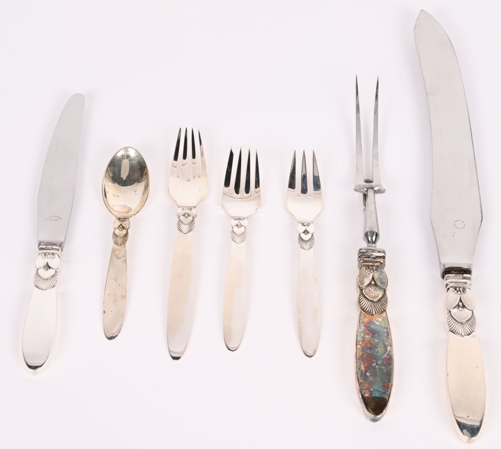 GEORG JENSEN STERLING SILVER FLATWARE SERVICE - 6