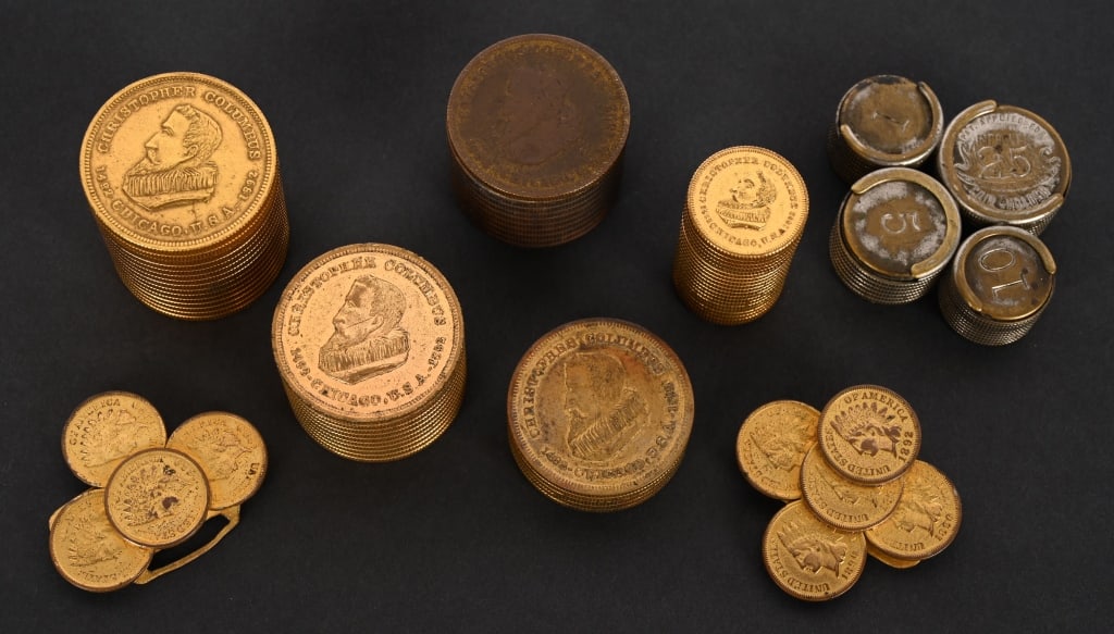 COLUMBIAN EXPOSITION COIN STACK SOUVENIRS (1 of 2)