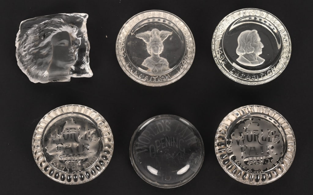 6 COLUMBIAN EXPOSITION PAPER WEIGHTS (1 of 3)