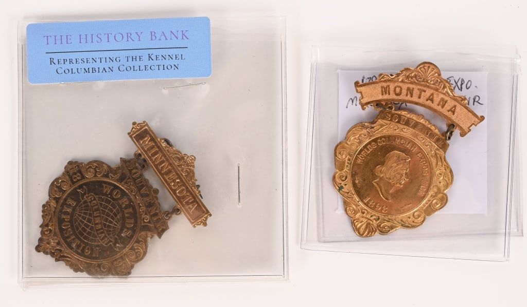 7 COLUMBIAN EXPOSITION STATE BADGES - 2