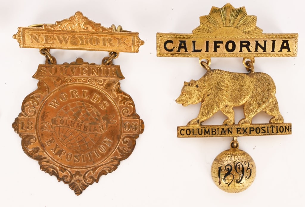 7 COLUMBIAN EXPOSITION STATE BADGES - 3