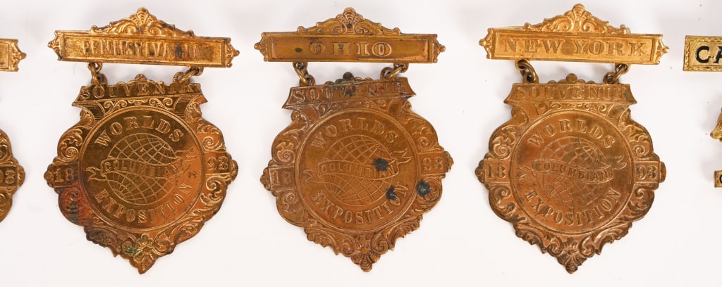 7 COLUMBIAN EXPOSITION STATE BADGES - 4