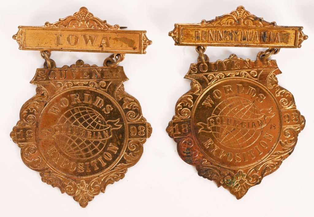 7 COLUMBIAN EXPOSITION STATE BADGES - 5