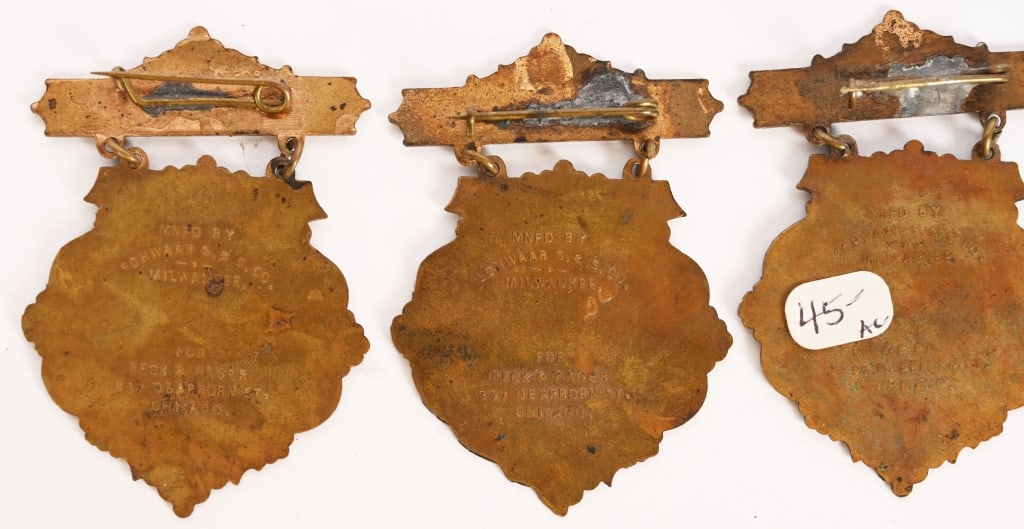 7 COLUMBIAN EXPOSITION STATE BADGES - 7