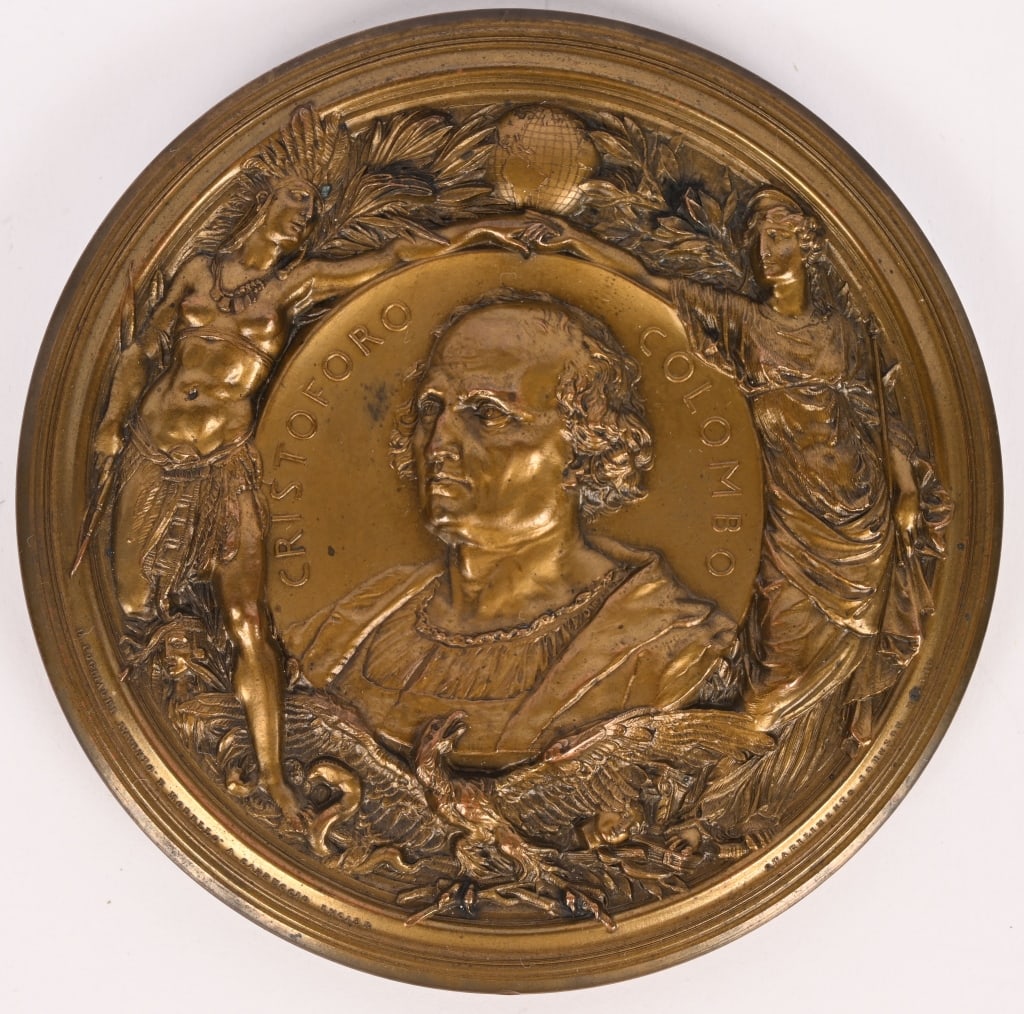 1892-93 COLUMBIAN EXPOSITION MEDAL EGLIT-106: 1892-93 World's Columbian Exposition Cristoforo Colombo Medal. Eglit-106, Rulau-B10. Copper Gilt. Very Rare. Wonderful condition ready for grading. Last example graded MS68 sold for $6600