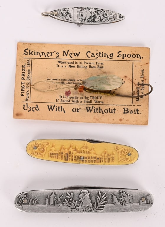 COLUMBIAN EXPOSITION FISHING LURE & POCKET KNIVES (1 of 4)