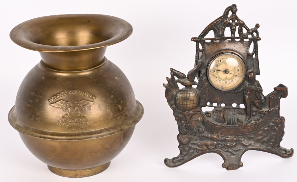 COLUMBIAN EXPOSITION CLOCK & SPITTOON (1 of 6)