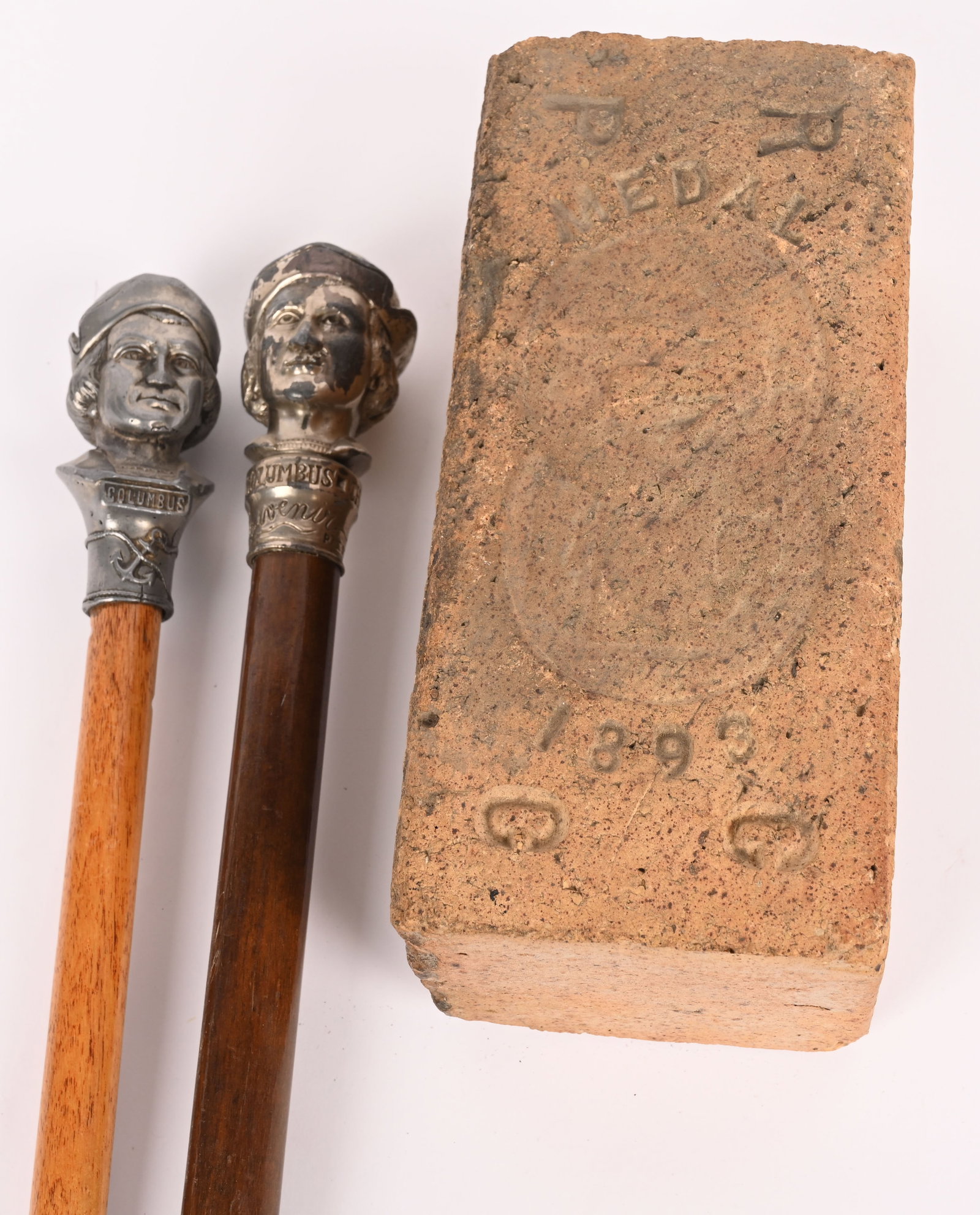 2- COLUMBIAN EXPOSITION COLUMBUS CANES & BRICK (1 of 6)