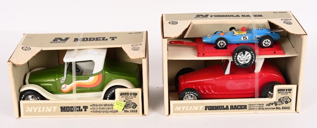 NYLINT FORMULA RACER SET & MODEL T MIB: New Old Stock in Boxes 10 1/2" Excellent