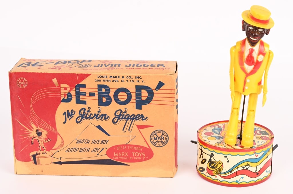 MARX WINDUP BE-BOP JIGGER w/ BOX: All original and looks never played with. Works. Boxed 10" Excellent