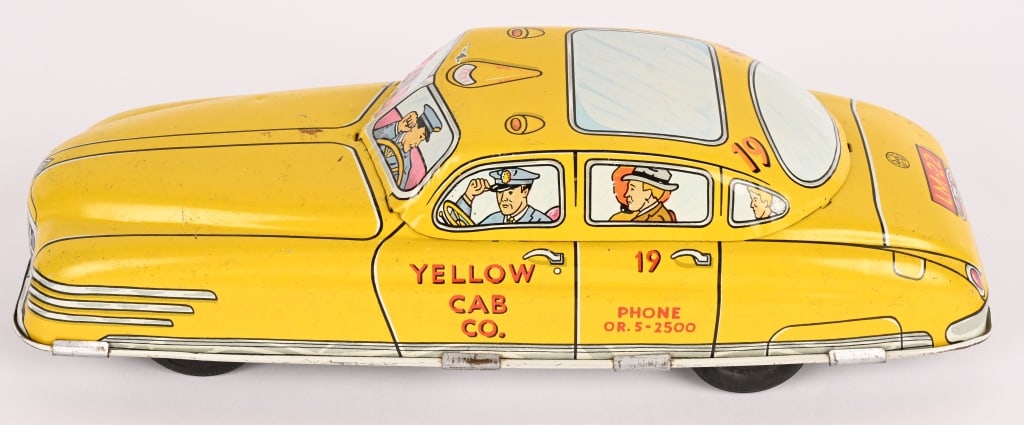 MARX TIN FRICTION YELLOW CAB: All original in clean condition. Friction works. 11" Excellent