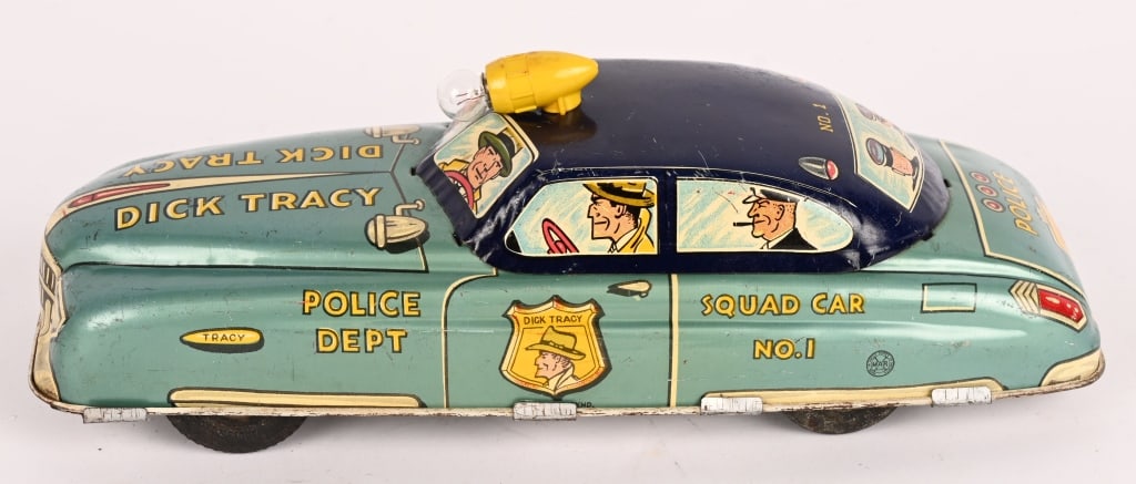MARX TIN FRICTION DICK TRACY SQUAD CAR: All original in clean condition. Friction works. 11" Excellent