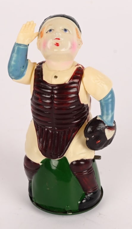 OCCUPIED JAPAN CELLULOID WINDUP BASEBALL CATCHER (1 of 4)