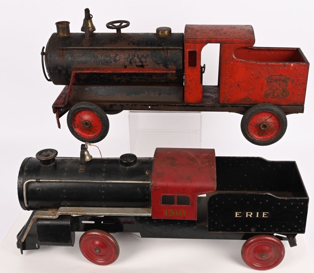 2- PRESSED STEEL RIDE-ON TRAIN LOCOMOTIVES (1 of 3)