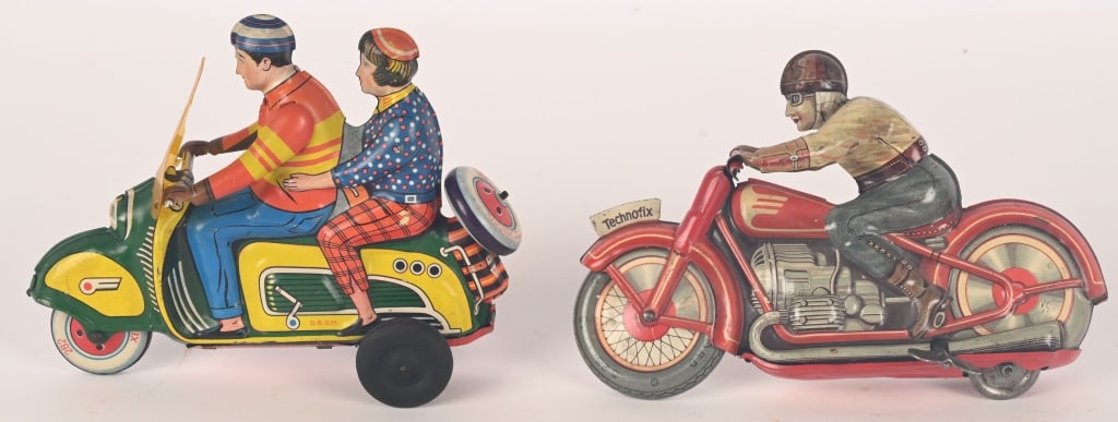 TECHNOFIX WINDUP MOTORCYCLE & SCOOTER: Both in great shape and work. 7" Excellent