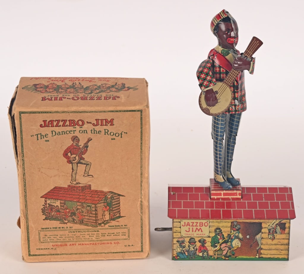 UNIQUE ART TIN WINDUP JAZZBO JIM w/ BOX (1 of 8)
