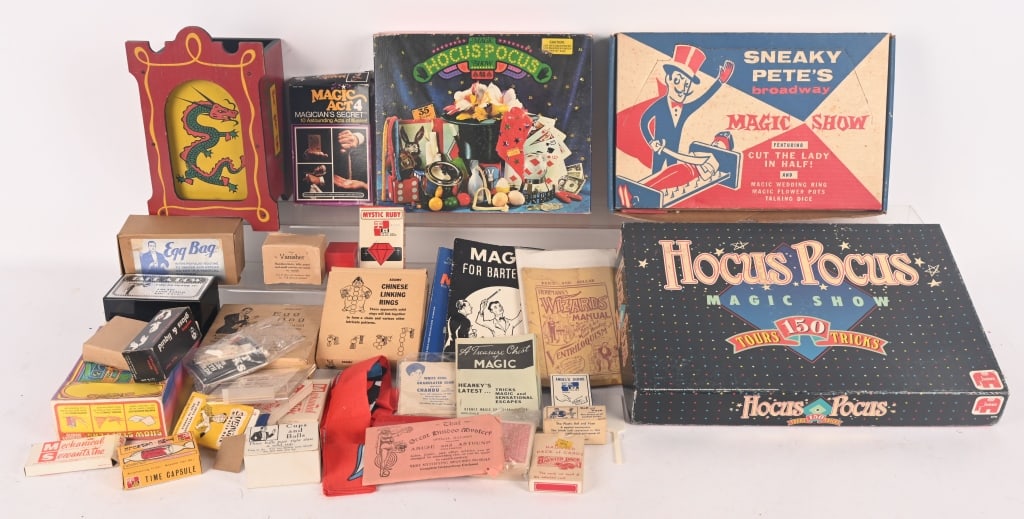 HUGE LOT OF VINTAGE MAGIC TRICKS: Great lot of vintage Magic Tricks and Sets. Most with Boxes. AS-IS