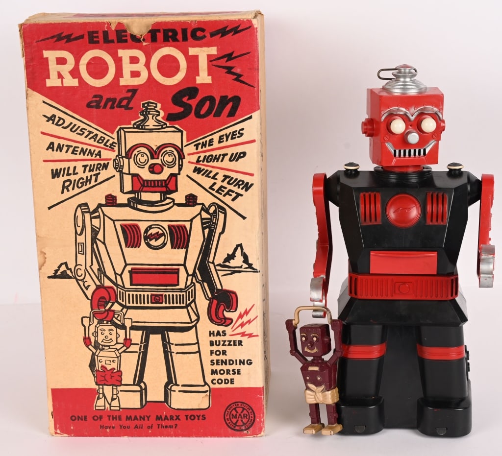 MARX BATTRY OP ROBOT & SON w/ BOX (1 of 7)