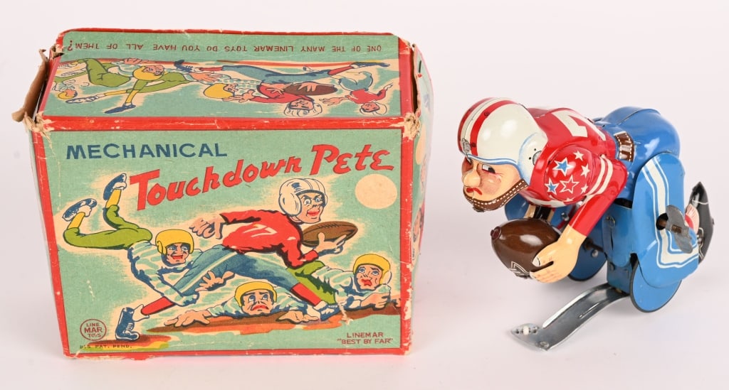 LINEMAR TIN WINDUP TOUCHDOWN PETE w/ BOX (1 of 7)