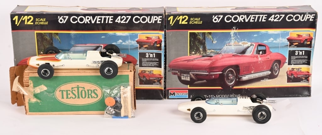 2- TESTORS RACE CARS & MONOGRAM CORVETTE KITS (1 of 8)